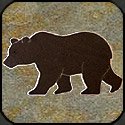 Stone mosaic silhouette walking bear.